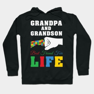 Grandpa and Grandson Puzzle Fist Autism Awareness Gift for Birthday, Mother's Day, Thanksgiving, Christmas Hoodie